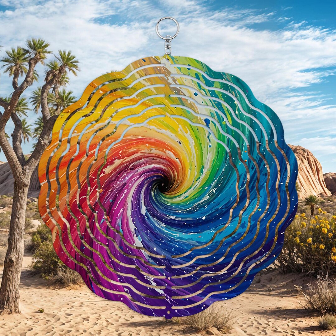 Rainbow Splash Paint Vortex Wind Spinner PNG, Wind Spinner Sublimation ...