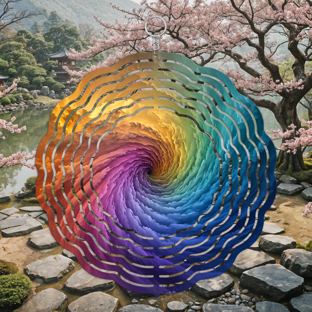 Rainbow Cloud Vortex Wind Spinner PNG, Wind Spinner Sublimation Design ...