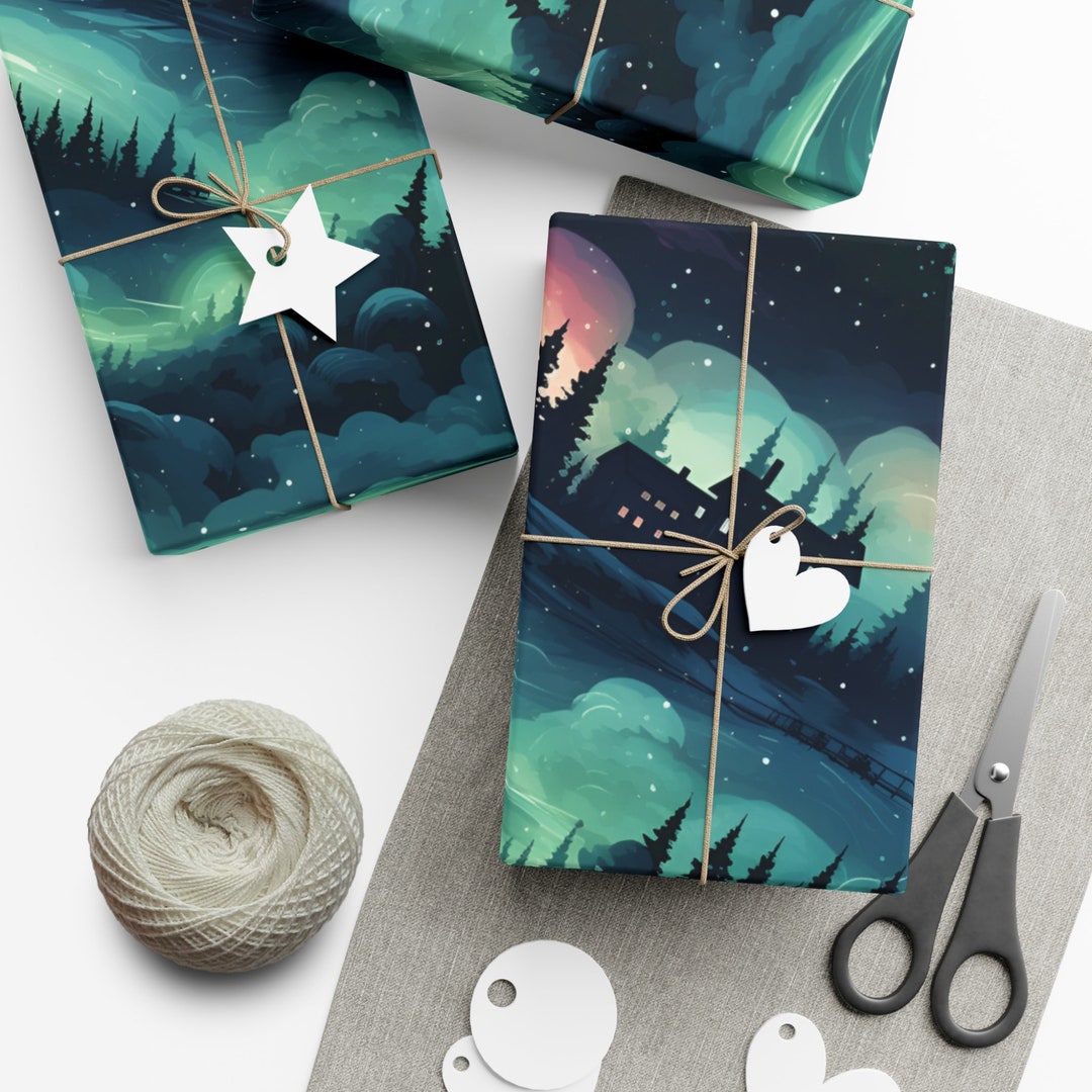 Northernlights Celestial Wrapping Paper Holiday Auroraborealis - Etsy