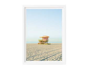 Miami Beach Photography Print | Pink Lifeguard Stand, Framed Art