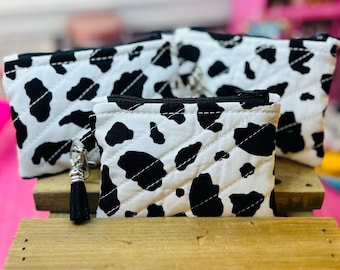 Compact Keychain Wallet: Cow Print