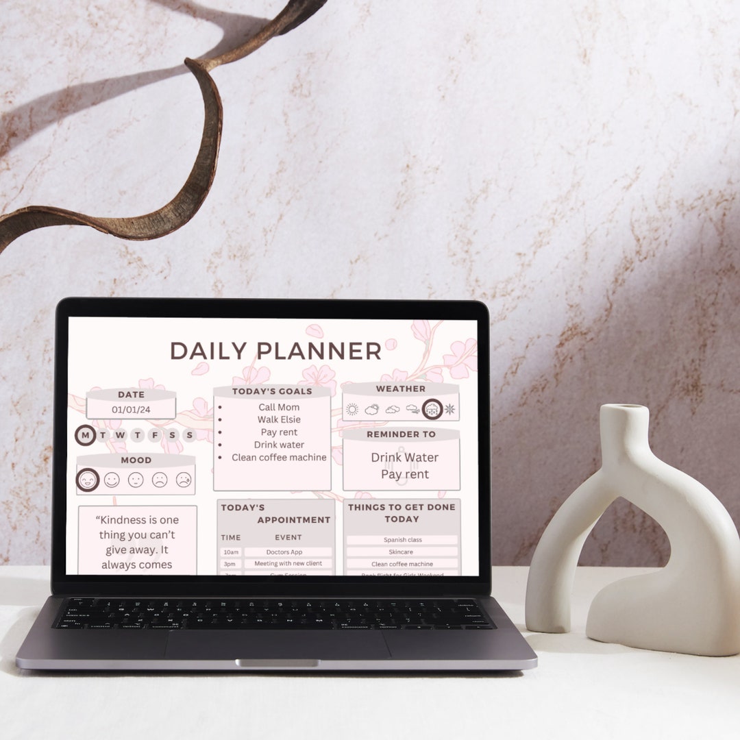 Sakura Daily Digital Planner - Beautiful Floral Japanese Cherry Blossom ...