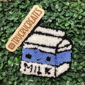 Milk Carton XXL Handmade Punch Needle Mug Rug Desk Decor