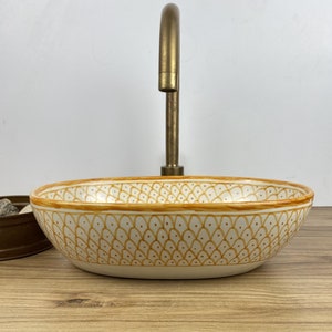 Fregadero de cerámica ovalado moderno – Recipiente de baño esmaltado a mano-Lavabo de cerámica ovalado personalizado – Fregadero de recipiente de baño hecho a mano-Lavabo de cerámica ovalado