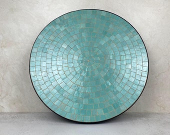 Turquoise Mosaic Table Top - Solid Round Table - Custom Your Outdoor Patio Furniture Table Top - Zelige Table Top