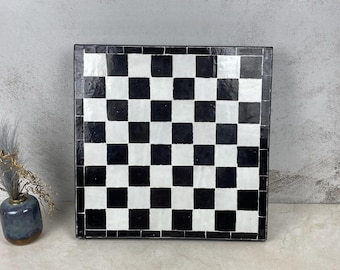 Handcrafted Square Mosaic Table Top- Colorful Square Mosaic Table Top- Premium Square Mosaic Table Top-Chess Shaped Mosaic Table