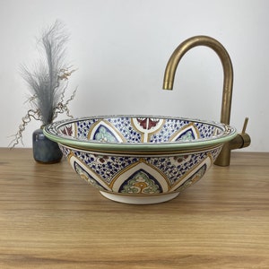 Unique Bathroom Vessel Sink Made From Ceramic 100% Handmade Hand Painted, Ceramic Sink Decor Built With Mid Century Modern Flair