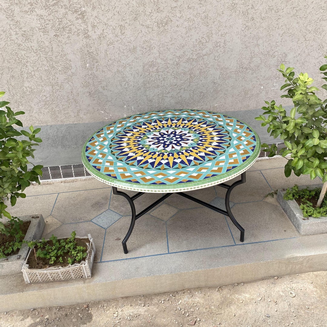 Tile Table Modern Custom Modern Mid Century Mosaic Table for Patio Furniture, Moroccan ...