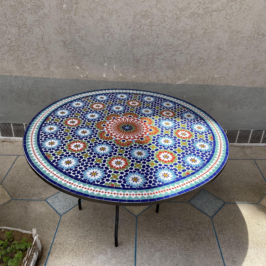 Mosaic Mad Century Table, Patio Table With Custom Made Design, Handmade ...