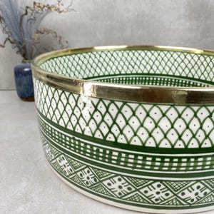 Green SHEBKA Bathroom Vessel Sink Brushed Solid Brass Rimmed-wash Basin ...