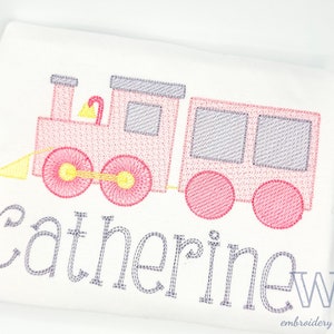 Custom Embroidered Kid's Shirt Sketch Train Embroidery image 2
