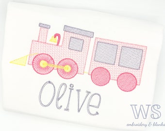 Custom Embroidered Kid's Shirt - Sketch Train Embroidery