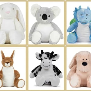 Personalised Mumbles Bear Teddy Plush Gift Present Embroidered Children Baby Animal Dragon Koala Bunny Dog Kangaroo Cow Easter Birthday Gift