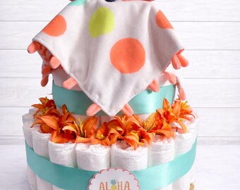 Pastel de pañales de flamenco