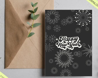 Happy New Year Card | Greeting card | Funny Holiday card wish | New Year 2024 | Digital download 5x7 | Printable Digital card
