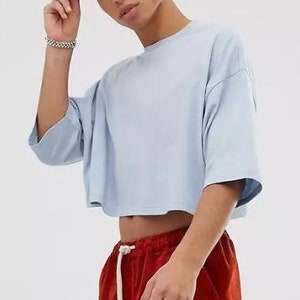 Men's Solid Oversized Crop Top Tee