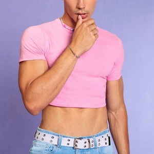 Männer Solid Crop Tank Top, Crop Tee