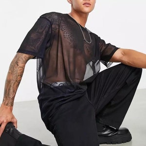 Männer Solid Sheer Mesh Tee