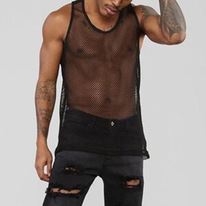Männer Transparentes Mesh Ärmelloses Tank Top