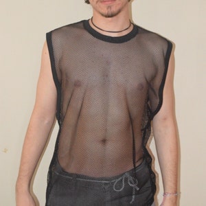 Männer schiere Fischnetz Mesh Tank Top