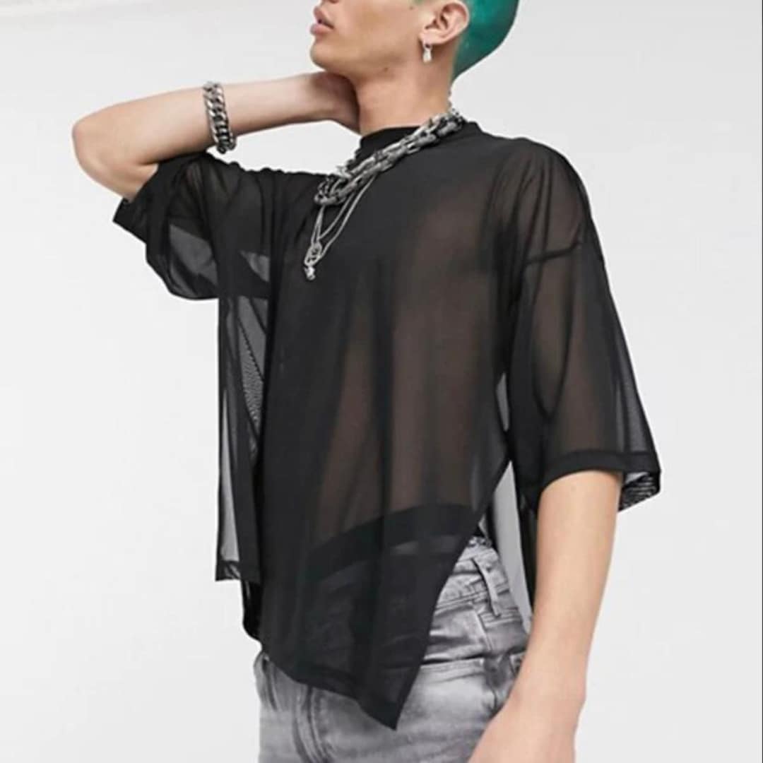 Men See Through, Sheer Mesh Shirt, Oversized Shirt - Etsy