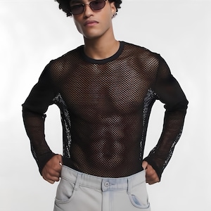Männer Fischnetz Mesh Tank Top