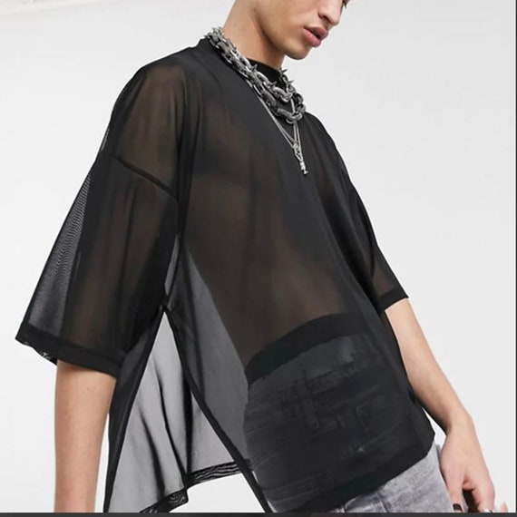 SHEER MESH シャツ BLK 1638323332a86dfc56567e7a16d5ac