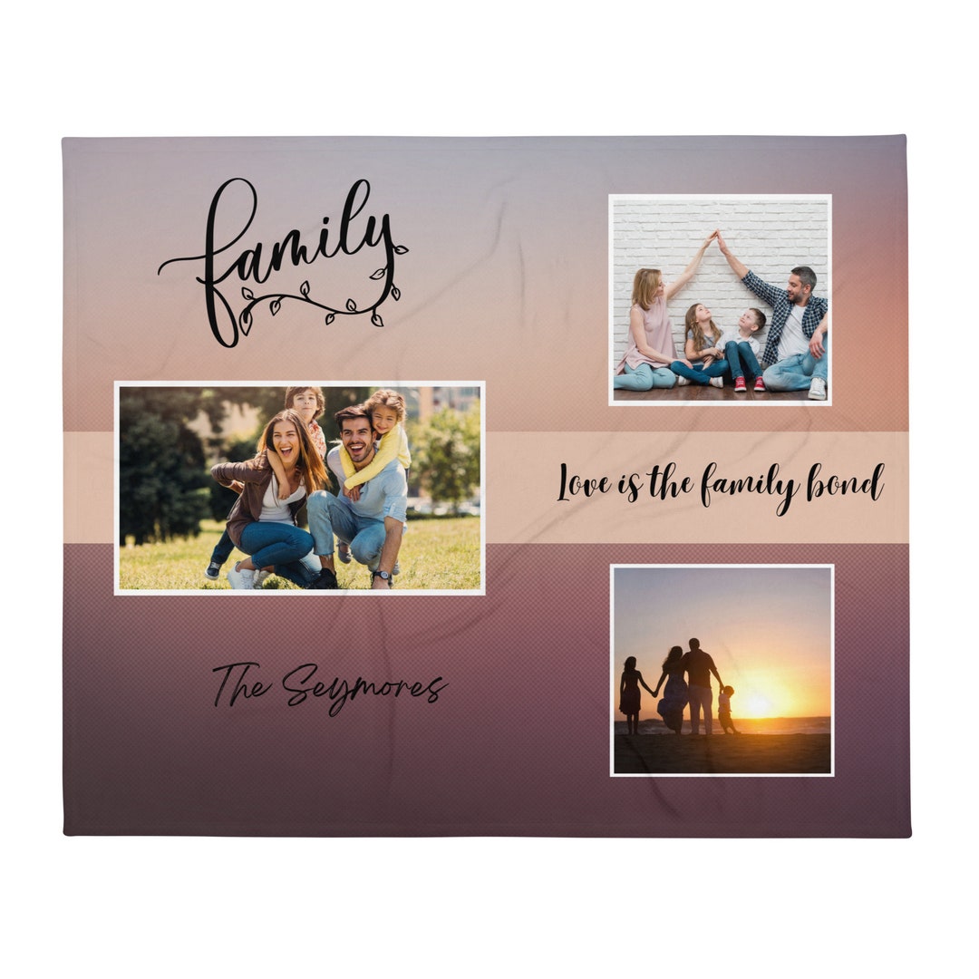 FULLY CUSTOMIZABLE FAMILY Photo Throw Blanket Etsy