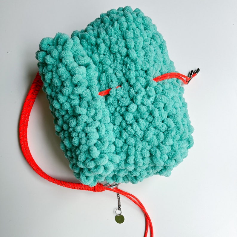 Blue Fluffy Handbag Fur Bag Blue Faux Fur Purse Fluffy Teddy Bag Blue