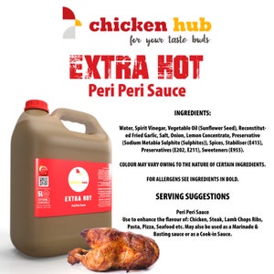 Hühnchen-Hub Extra Hot Peri Peri Sauce 5 Liter Kanister 100% Halal Extra Stufe 4 Skala Bild 2