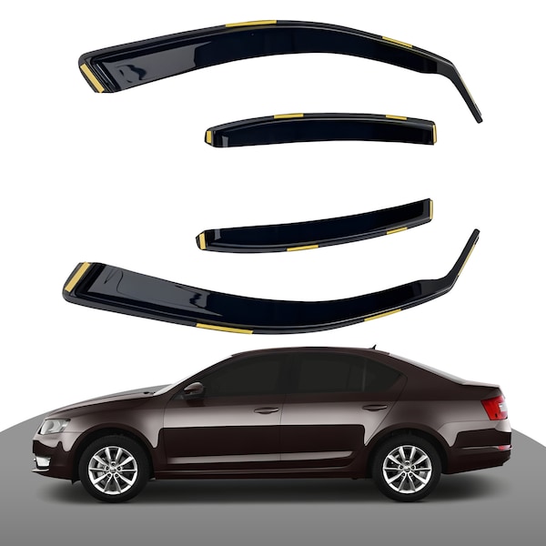 Wind Deflectors For Skoda Octavia MK3 2013-2019 5 Doors Hatchback 4pc By Haibak