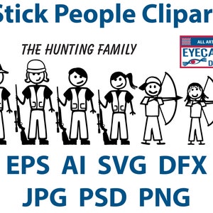 Stick People Jägerfamilie Vektor-Clipart