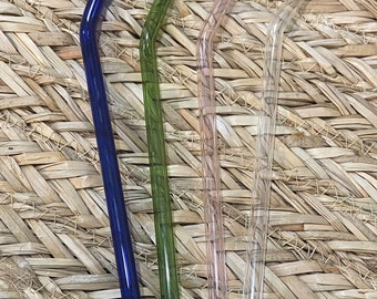 Colored Glass Straws | Reusable Straws | Eco Friendly Straws | Colored Straws l Bent Straw For Beer Can Glasses