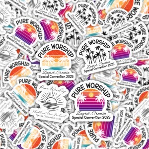 JW Convention Stickers, 2025 Pure Worship Special Convention Gifts, 2025 Regional Convention Gifts, 2" Stickers