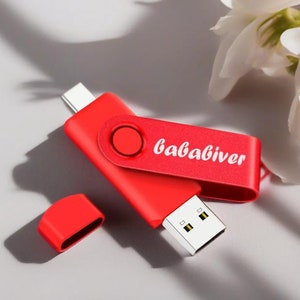 Custom Engraved Rotating 2-in-1 USB Drive + Key Chain