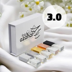 Personalized Crystal USB 3.0 Flash Drive with Gift Box: Wedding, Anniversary, Photography