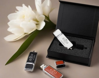 Custom Leather USB Flash Drive with Full Color Printed Gift Box (4GB-128GB)