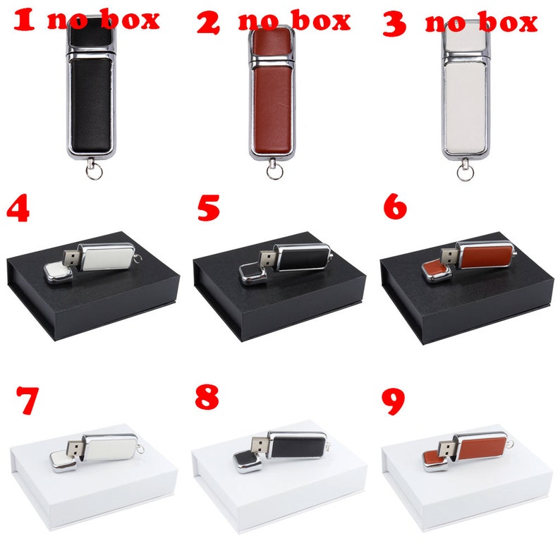 Clé USB en cuir personnalisée dans une boîte cadeau imprimée en couleur Options USB 2.0 et 3.0, disponible en 4 Go à 128 Go 6 image 3
