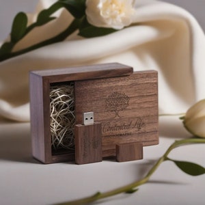 Personalisierte Walnuss-Ahorn-Stick 4GB-64GB in Geschenkbox Fotoalbum Stick mit Box mit individuellem Logo Hochzeit Speicher Individuelles Logo Pendrive #29