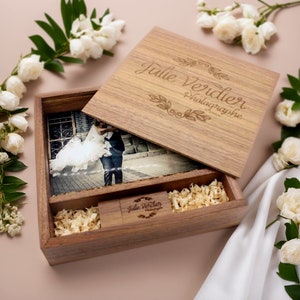 Personalized Engraved Wooden USB Drive in Big Box – Box perfect for 4x6 in (10x15 cm) photos. For Weddings and Logos.Sizes: 8GB-128GB. #3