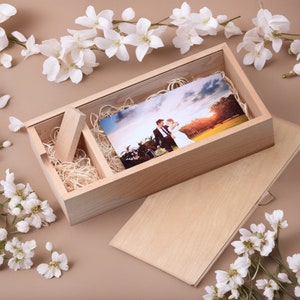 Personalized Engraved Wooden USB Drive in Walnut/Maple Box – Box for 4x6 in (10x15 cm) - 5x7 in (13x18 cm) photos. Sizes: 8GB-128GB. #15