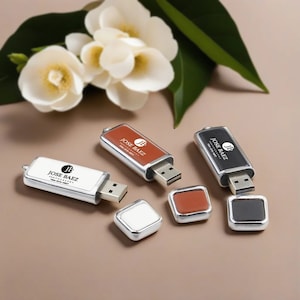 Clé USB en cuir personnalisée dans une boîte cadeau imprimée en couleur Options USB 2.0 et 3.0, disponible en 4 Go à 128 Go 6 image 2