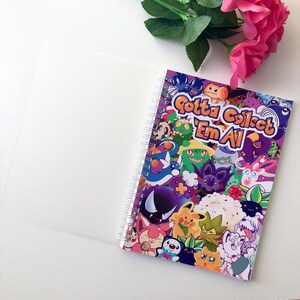 Image of the sticker book lying open, with the frosted clear plastic protective cover open revealing the card stock decorative cover underneath.