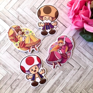Mario Princesses and Toads Vinyl Sticker Pack 3&quot; (4 Stickers)