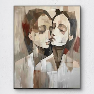 Lesbian Lovers, Sapphic Wall Art, Lesbian Couple Painting, Digital Art Print, Art Prints Download, Digital Download Art, Printable Wall Art