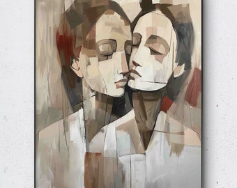 Sapphic Lovers Art Print, Lesbian Couple Painting (Digital Download)