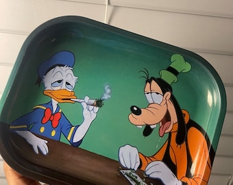 faded cartoon character rolling tray with magnetic lid