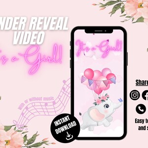 It’s a Girl | Digital Gender Reveal Video | Gender Announcement Video For Social Media | Digital Pregnancy Announcement | Instant Download
