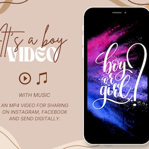 It&#39;s a Boy, Boy Digital Gender Reveal Video, Instant Download, Digital Pregnancy Announcement, Video Baby Announcement, Video Gender Reveal