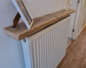 15cm deep | Rustic wooden radiator shelf | With brackets | 3.5cm thickness | Hand crafted | Reclaimed scaffold board | Free Delivery